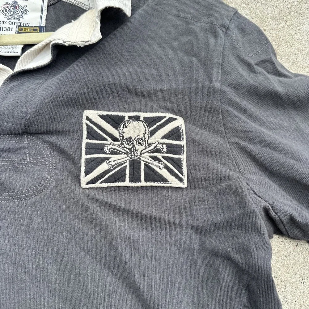 Ralph Lauren Black Long Sleeve Polo with White Collar & Crest
